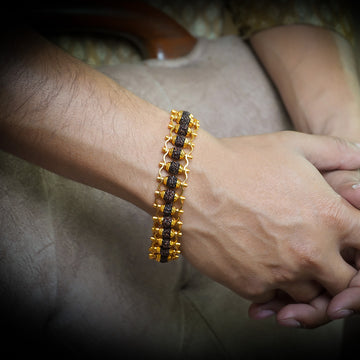 Gold Plated Panchmukhi Rudraksha Bracelet (Buy 1 Get 1 Free)